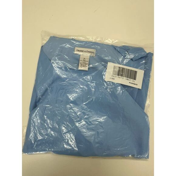 Drapers & Damons Womens Blouse Size XL Blue Short Sleeve Lined - Picture 11 of 12